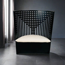 Load image into Gallery viewer, Black Stained Ashwood and Sheepskin Willow Chair by Charles Rennie Mackintosh for Cassina, Italy 1970
