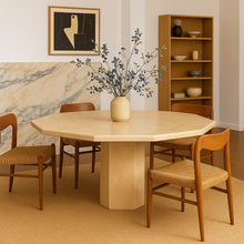 Load image into Gallery viewer, Mid-Century Octagonal Travertine Dining Table Italy 1980
