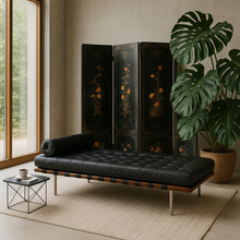 Load image into Gallery viewer, Chinese Black Carved Soapstone Flower Birds 4 Panel Folding Screen Room Divider
