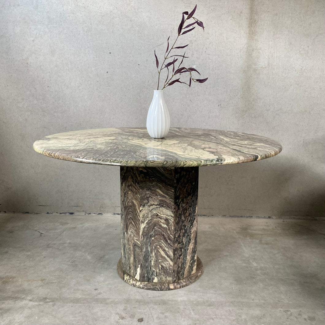 Round Cipollino Marble Dining Table, Italy 1980