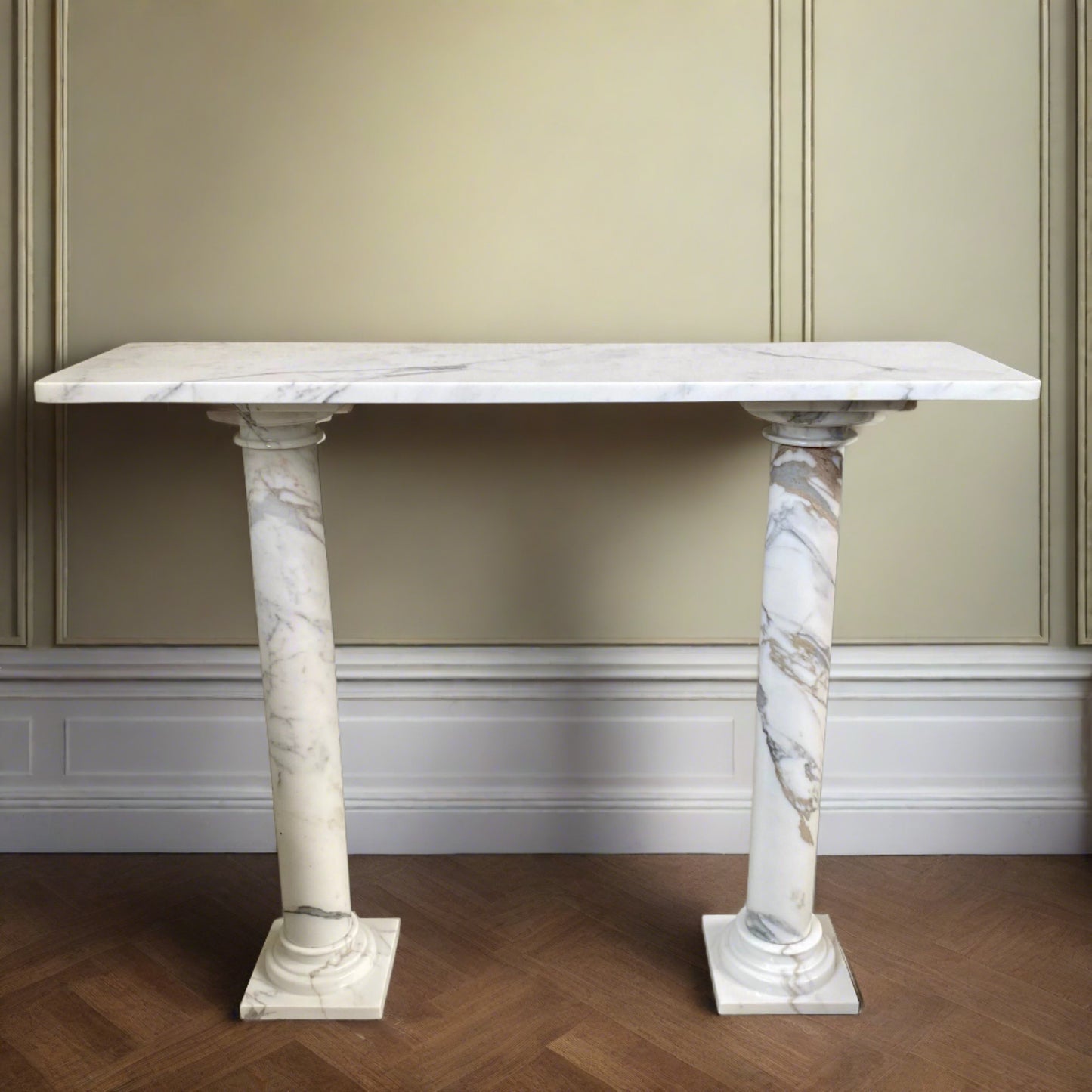 Console/table d'appoint classique en marbre blanc massif, Italie 1980