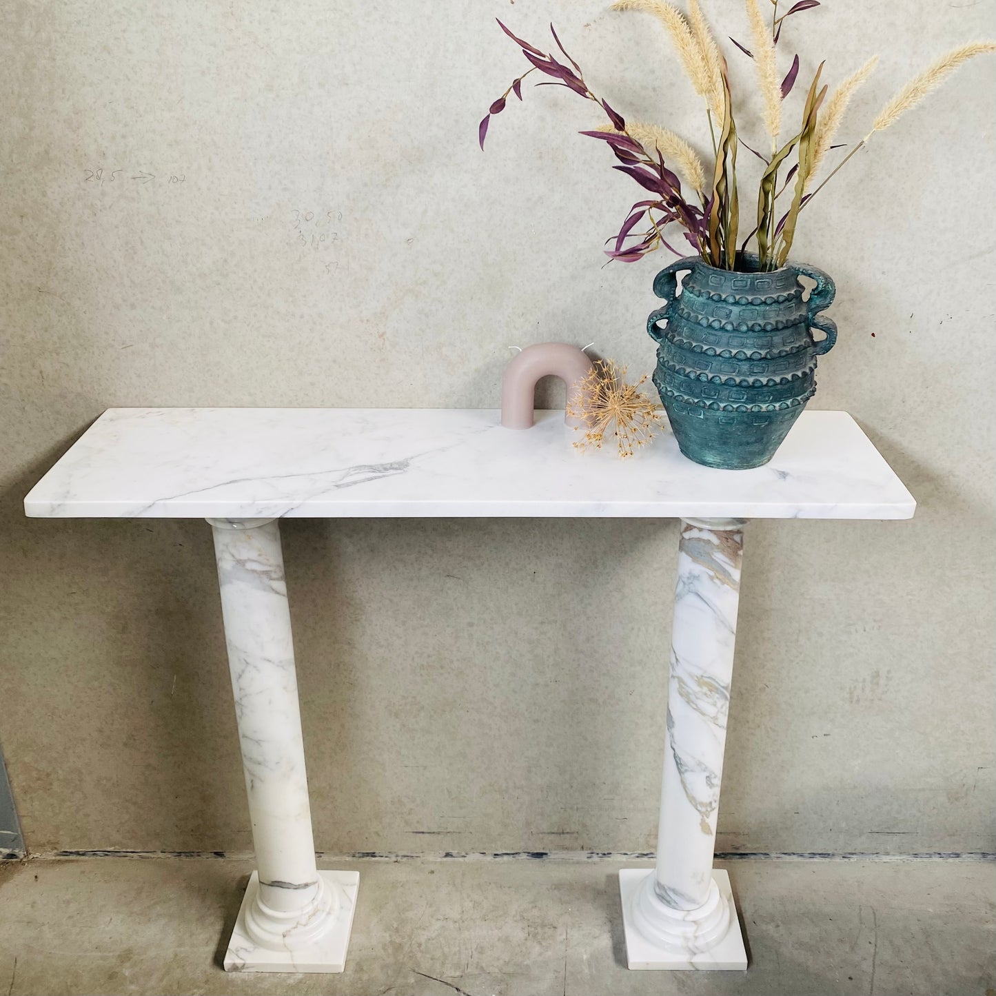 Console/table d'appoint classique en marbre blanc massif, Italie 1980