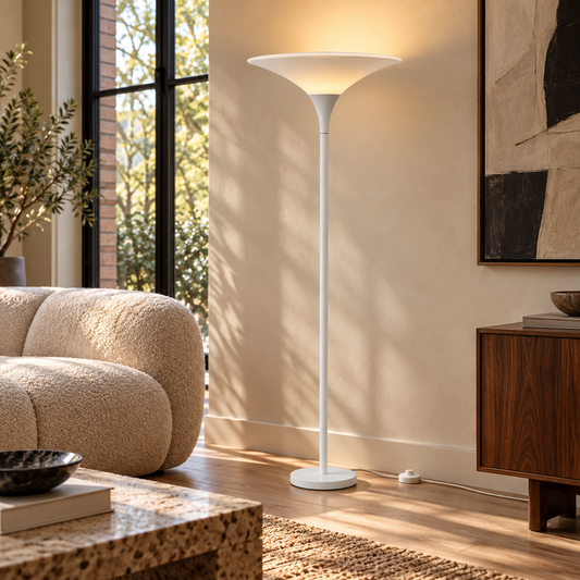 Mid-century Floor Lamp With Metal Base and White Acrylic Tulip Top, 1970