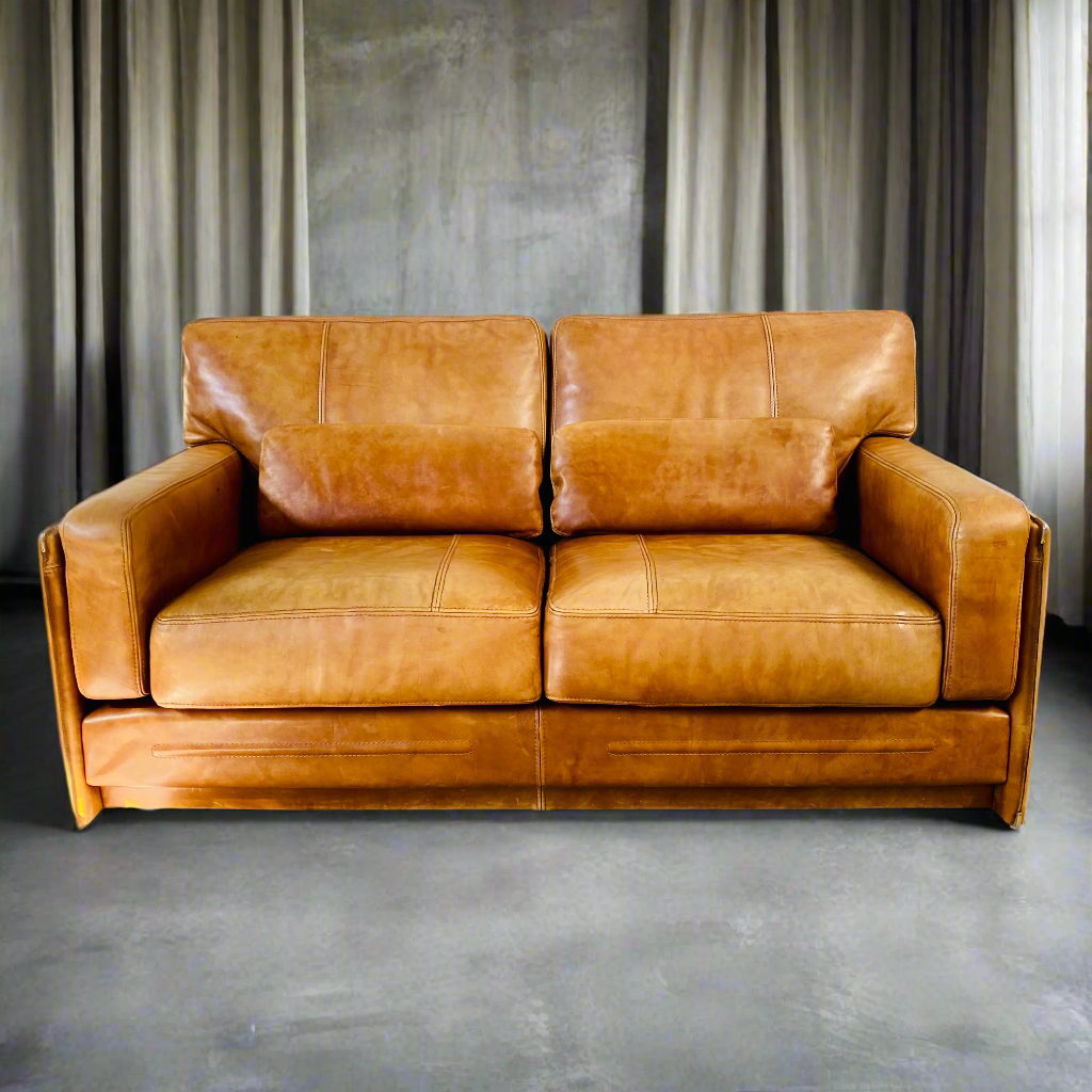 Canapé en cuir cognac de Marco Milisich pour Baxter Arcon, Italie 1970