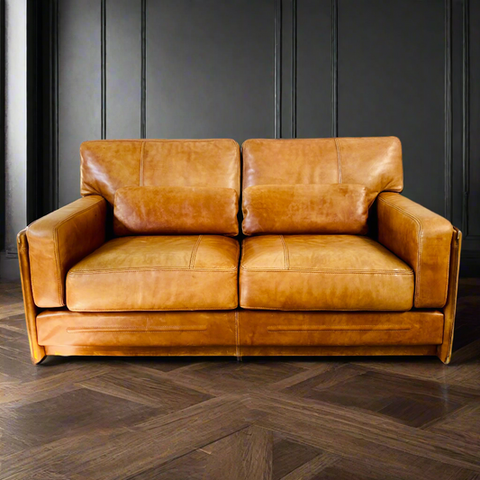 Cognac Leather Sofa by Marco Milisich for Baxter Arcon, Italy 1970