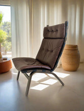 Load image into Gallery viewer, Danish Brown Leather Lounge Chair Farstrup, Denmark 1970
