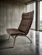 Load image into Gallery viewer, Danish Brown Leather Lounge Chair Farstrup, Denmark 1970
