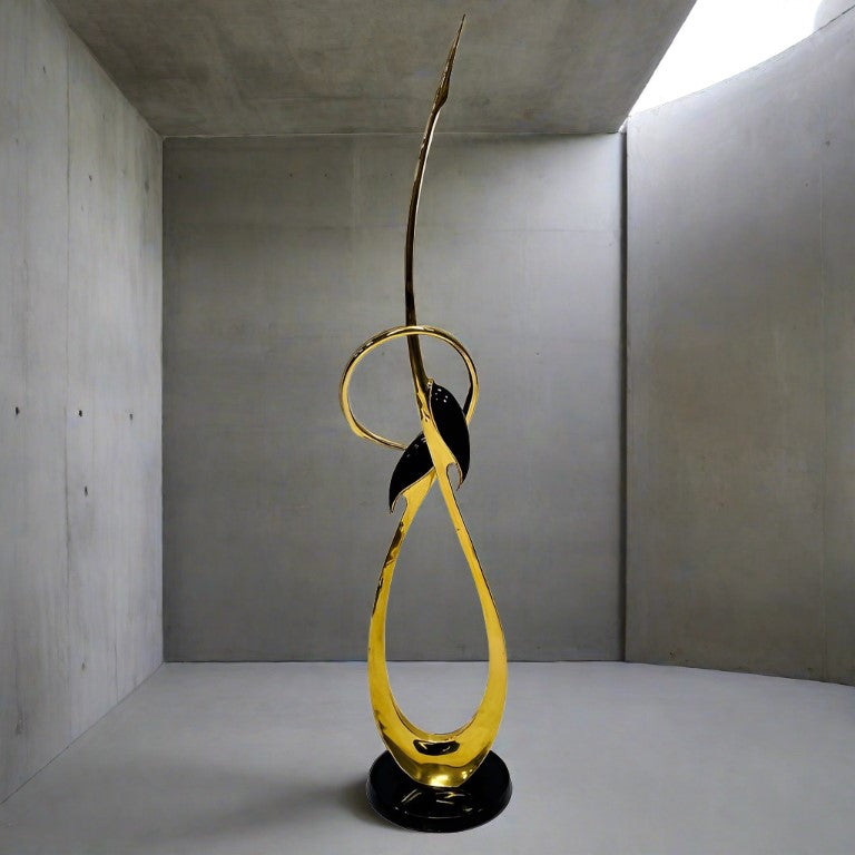 Dekorative große Messingskulptur „Ineinander verschlungene Kraniche“, Frankreich 1970