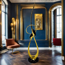 Load image into Gallery viewer, Decorative Large Brass &quot;Entwined Cranes&quot; Birds Sculpture, France 1970
