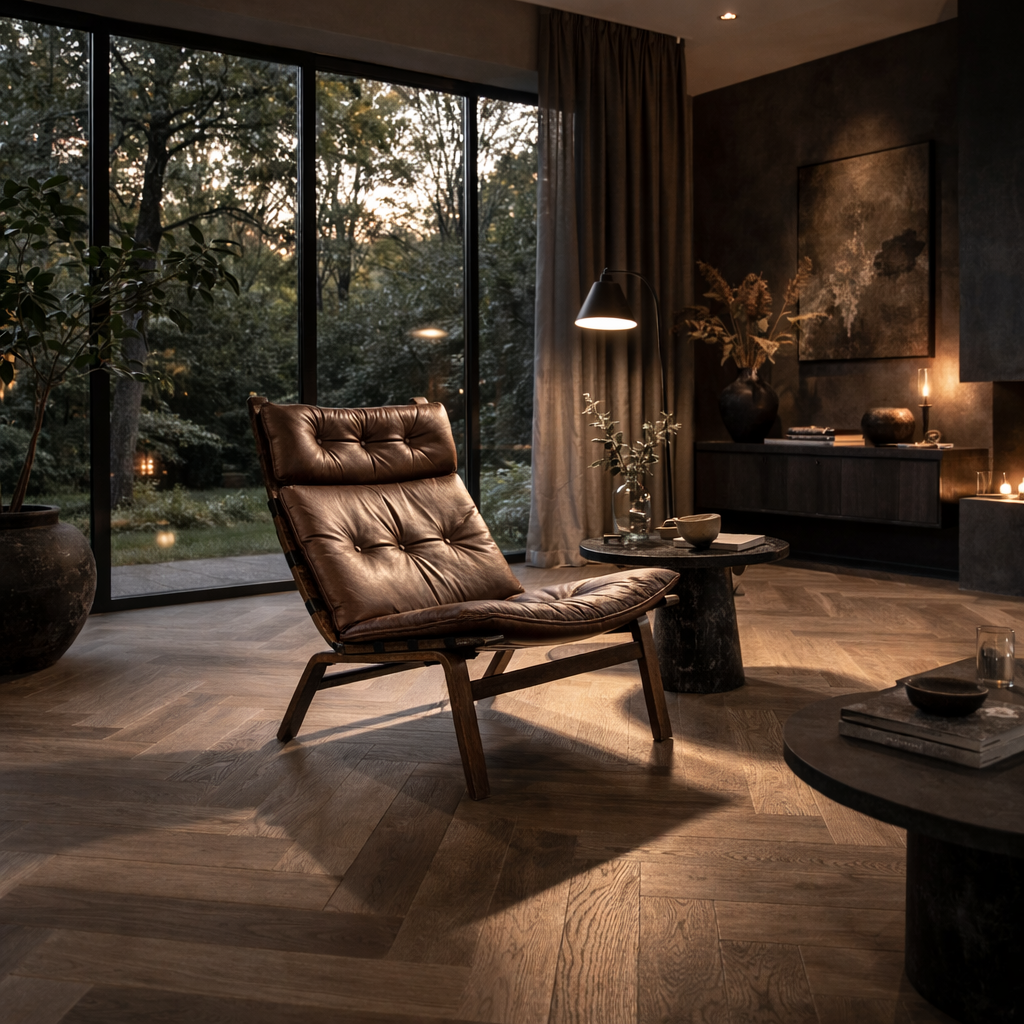 Fauteuil lounge en cuir marron danois, Farstrup, Danemark, 1970