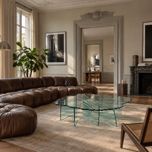 Fiam Italia Sculptural Hand-carved Glass Coffee Table "Shell" by Danny Lane, Italy 1988