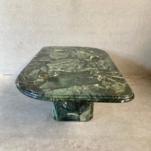 Load image into Gallery viewer, Brutalist Green Marble Brass Inlay Coffee Table by Fedam, Netherlands 1980
