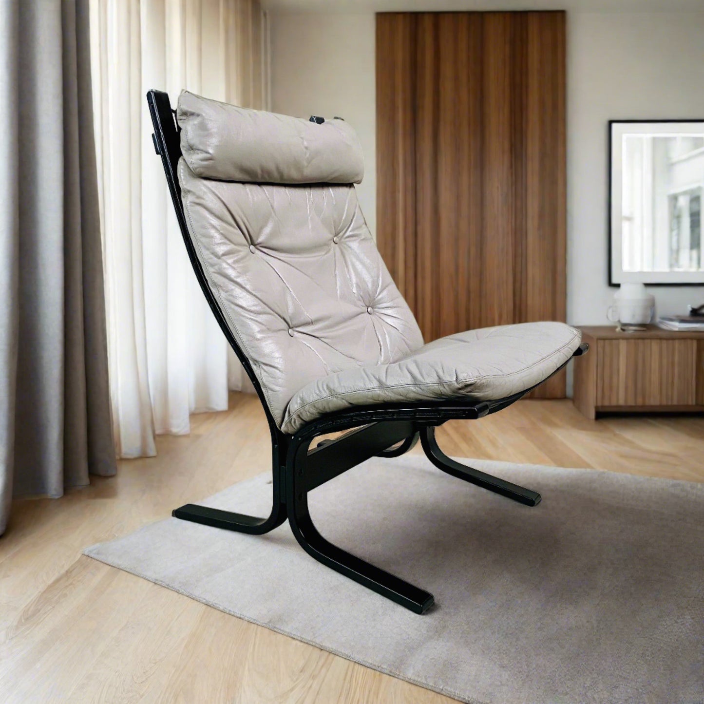 Grauer Siesta-Loungesessel aus Leder von Ingmar Relling für Westnofa, Norwegen, 1960