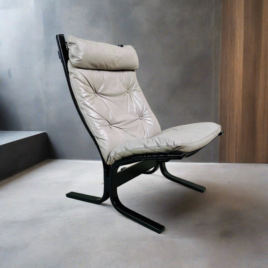 Grey Leather Siesta Lounge Chair by Ingmar Relling for Westnofa, Norway 1960