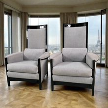 Load image into Gallery viewer, 2 x High Back Lacquered Lounge Chairs &quot;Peggy&quot; by Umberto Asnago for Giorgetti, Italy 1990
