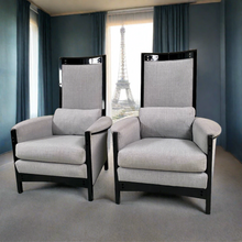Load image into Gallery viewer, 2 x High Back Lacquered Lounge Chairs &quot;Peggy&quot; by Umberto Asnago for Giorgetti, Italy 1990
