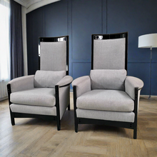 Load image into Gallery viewer, 2 x High Back Lacquered Lounge Chairs &quot;Peggy&quot; by Umberto Asnago for Giorgetti, Italy 1990

