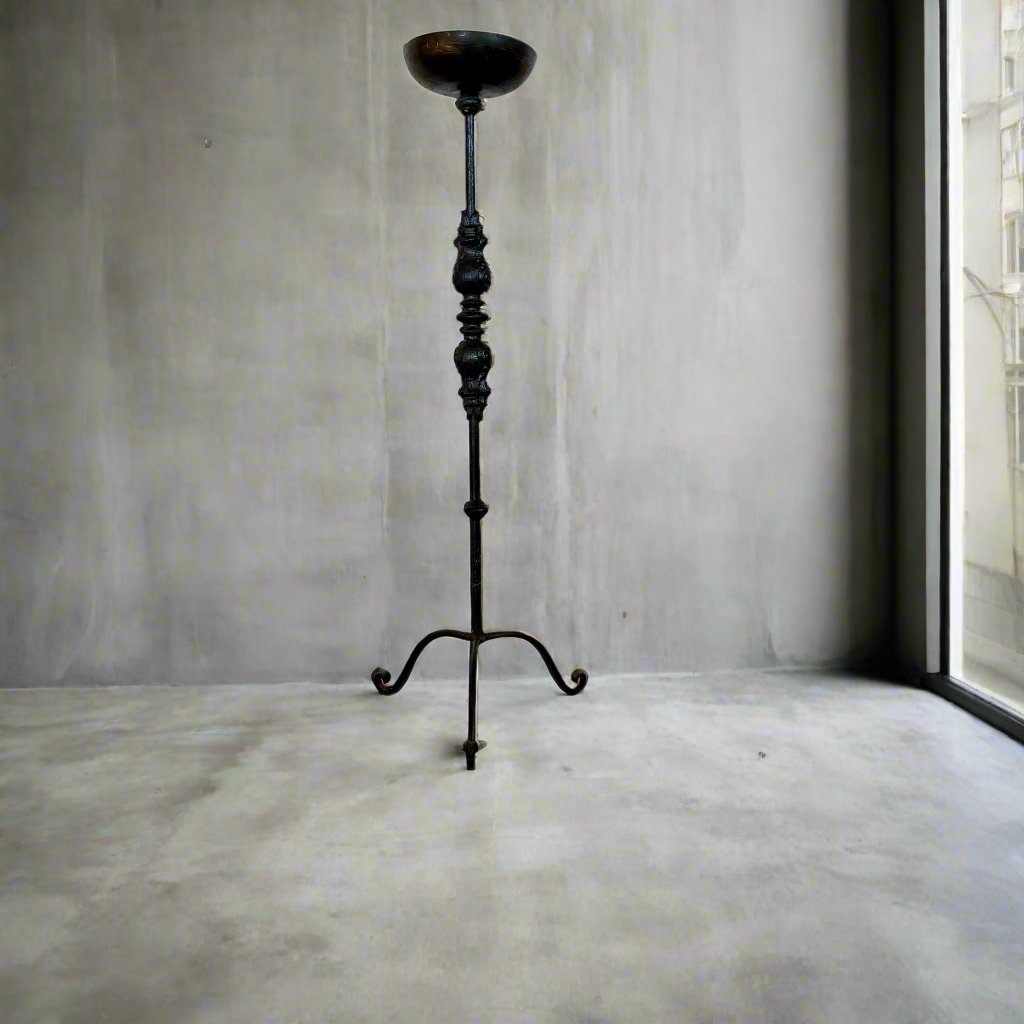 Brutalist Vintage Cast Iron Candle Holder