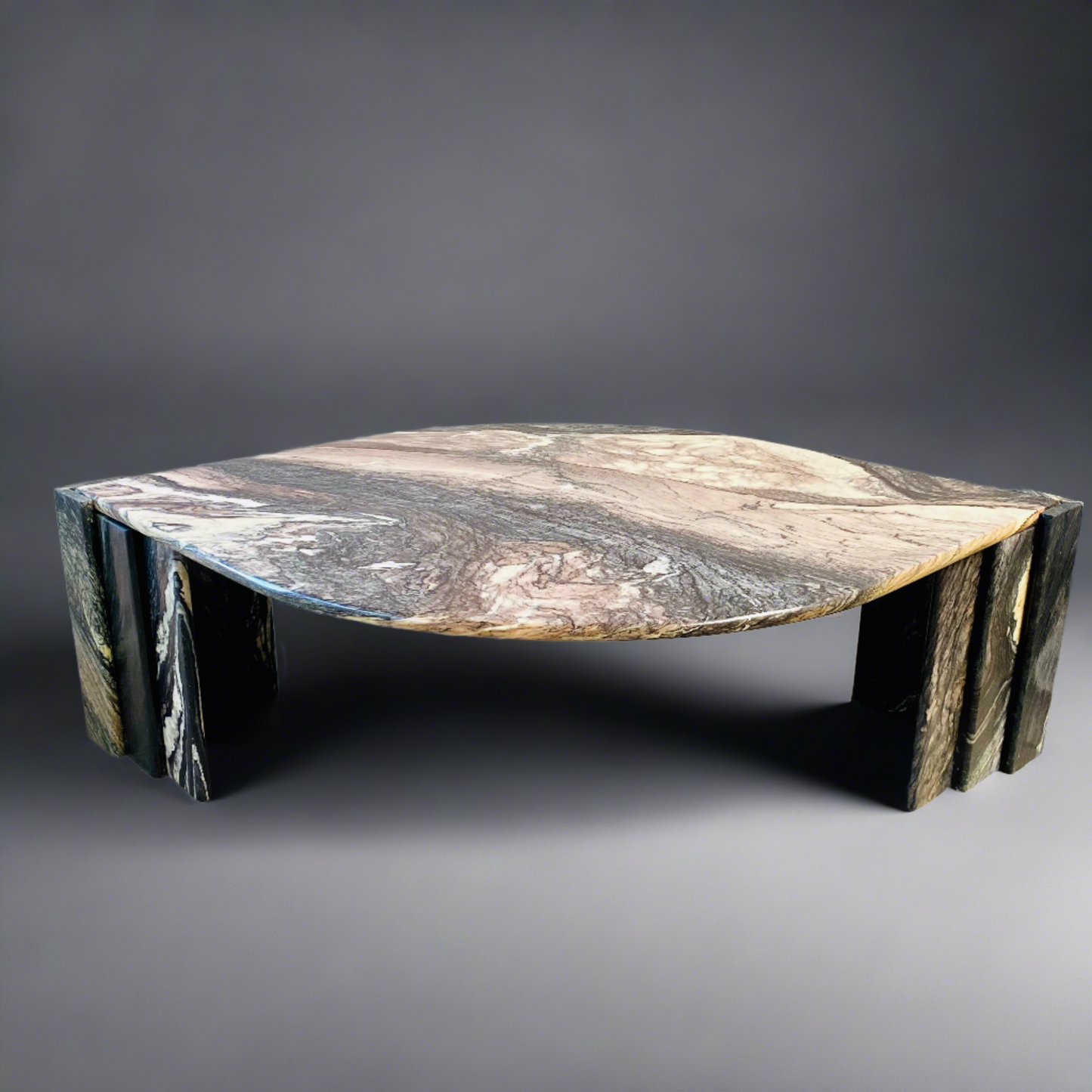 Table basse en marbre Cippolino de grande forme, réalisée pour Roche Bobois, Italie, 1970