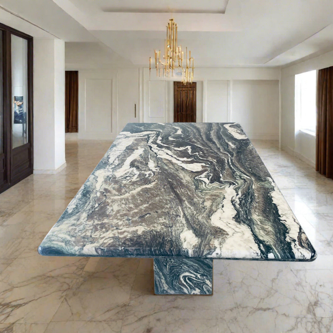 Large Mid-Century Cipollino Ondulato Marble Dining Table, Italy