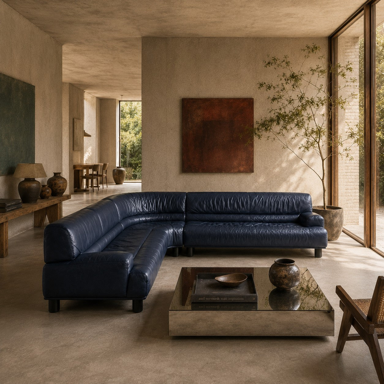 GREY/BLUE LEATHER  DS-18 SECTIONAL CORNER SOFA BY DE SEDE DESIGN TEAM, SWITZERLAND 1980S