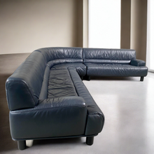 Load image into Gallery viewer, Massive Grey/blue Leather &quot;Ds-18&quot; Sectional Corner Sofa by De Sede Design Team, Switzerland 1980
