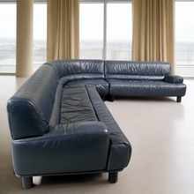 Load image into Gallery viewer, Massive Grey/blue Leather &quot;Ds-18&quot; Sectional Corner Sofa by De Sede Design Team, Switzerland 1980
