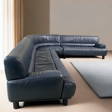 Load image into Gallery viewer, Massive Grey/blue Leather &quot;Ds-18&quot; Sectional Corner Sofa by De Sede Design Team, Switzerland 1980
