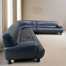 Load image into Gallery viewer, Massive Grey/blue Leather &quot;Ds-18&quot; Sectional Corner Sofa by De Sede Design Team, Switzerland 1980
