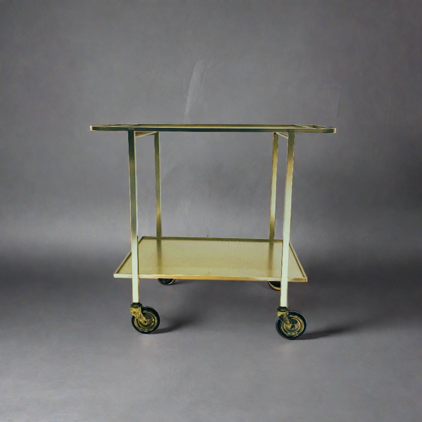 Mid-Century Modern Gold Aluminium Barwagen von Werkenswurf Sihlmetall, Schweiz 1970