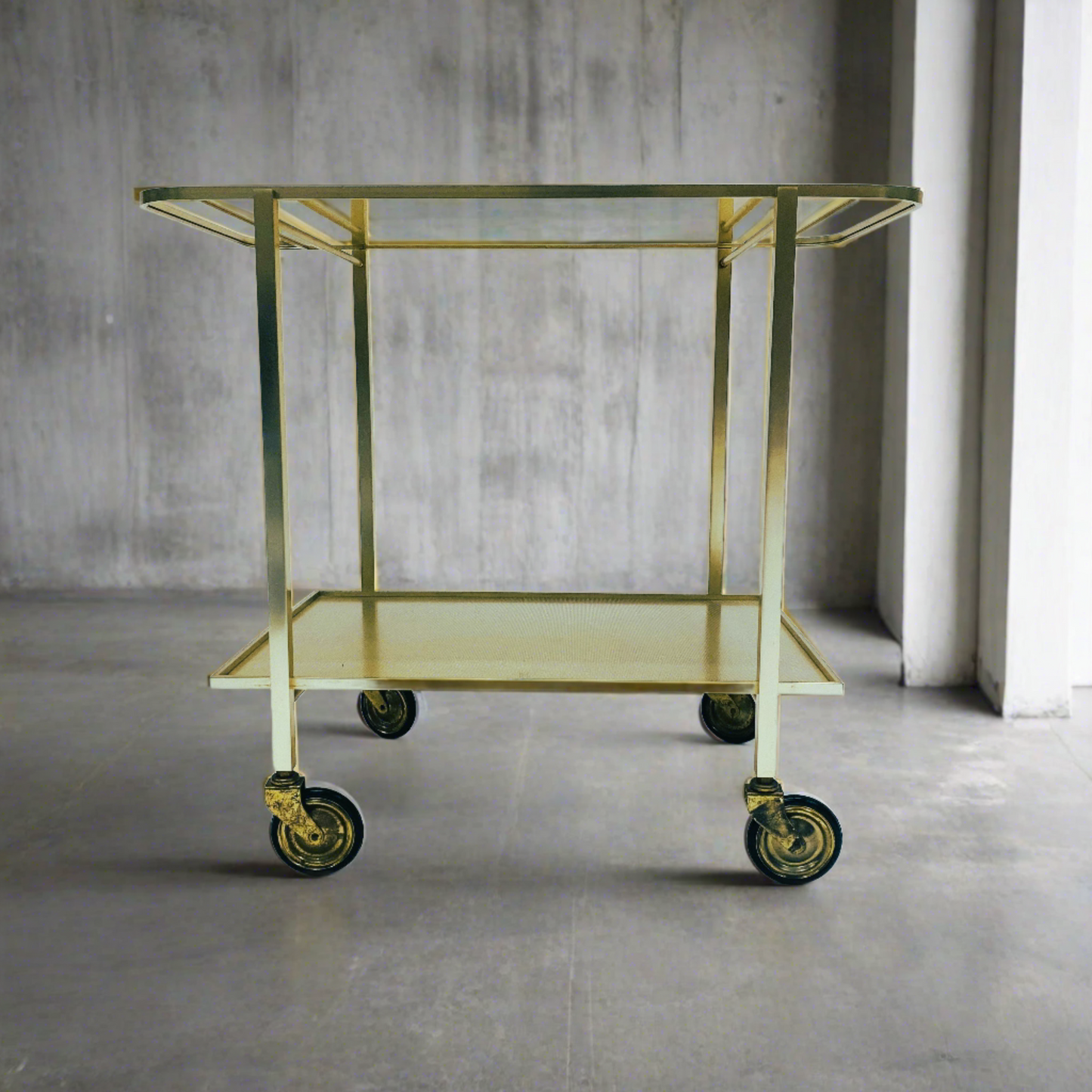 Mid-Century Modern Gold Aluminium Barwagen von Werkenswurf Sihlmetall, Schweiz 1970