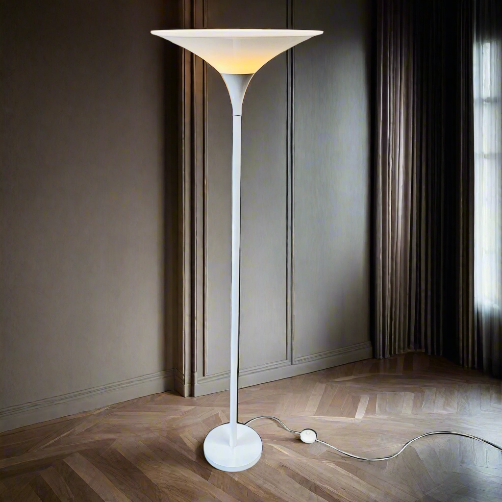 Mid-century Floor Lamp With Metal Base and White Acrylic Tulip Top, 1970