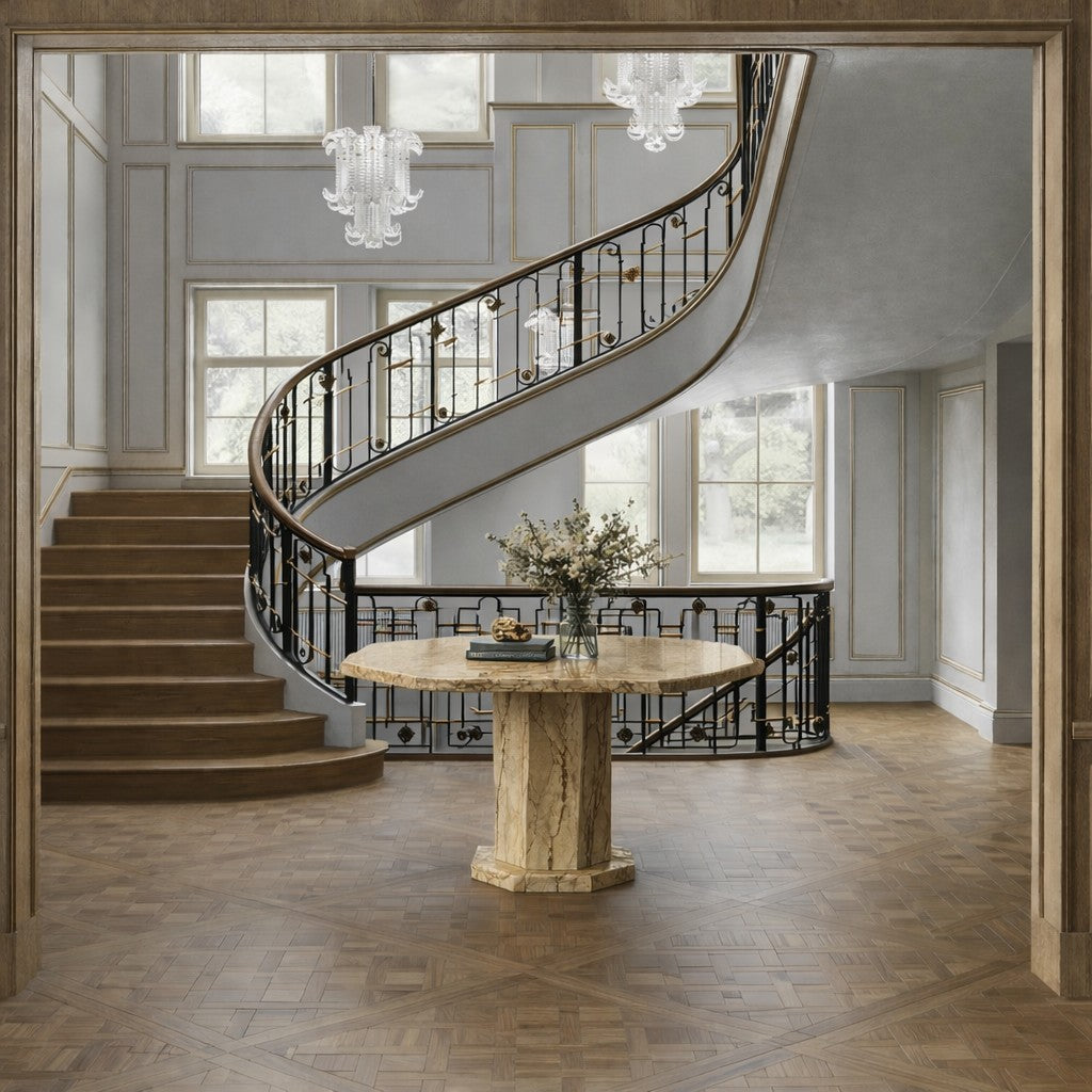 Mid-Century Octagonal Marble Dining Table Italy 1980