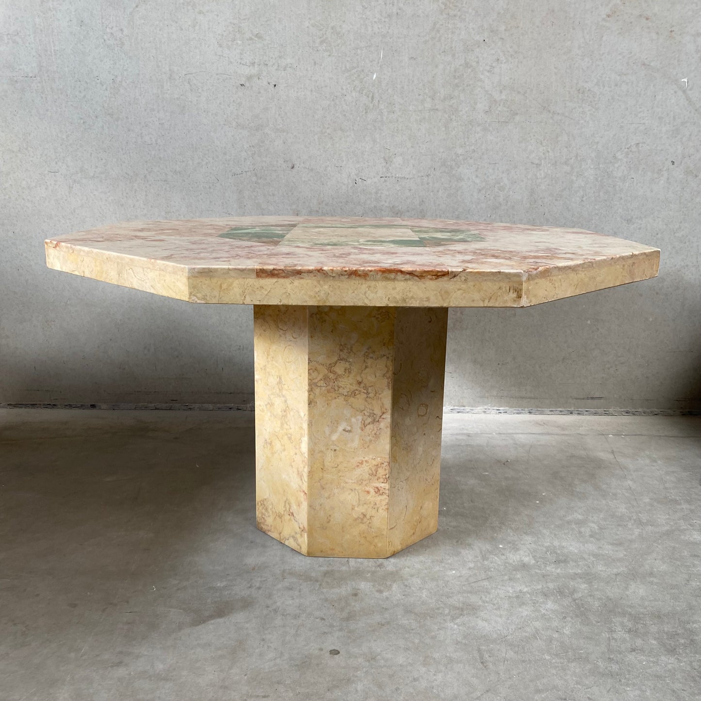 Luxury Hexagon Marble Dining Table, Italy 1980