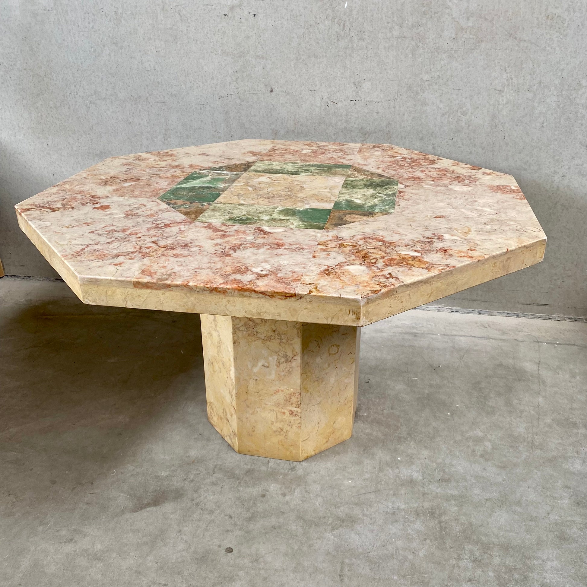Luxury Hexagon Marble Dining Table, Italy 1980