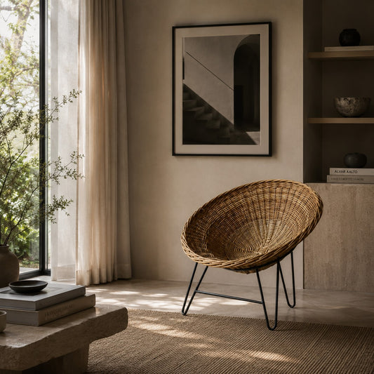 Mathieu Matégot Wicker Lounge Chairs, France 1950