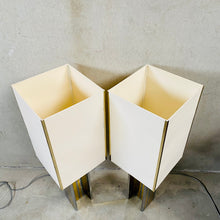 Load image into Gallery viewer, Set of 2 Mid-century Brass and Chrome Table Lamps in Style of Romeo Rega, Italy 1970
