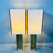 Load image into Gallery viewer, Set of 2 Mid-century Brass and Chrome Table Lamps in Style of Romeo Rega, Italy 1970
