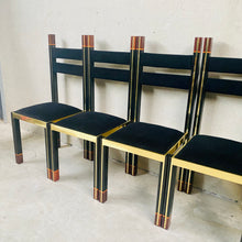 Load image into Gallery viewer, Mid-Century Brass and Italian Walnut Dining Chairs by Paolo Barracchia for Roman Deco, Italy 1978
