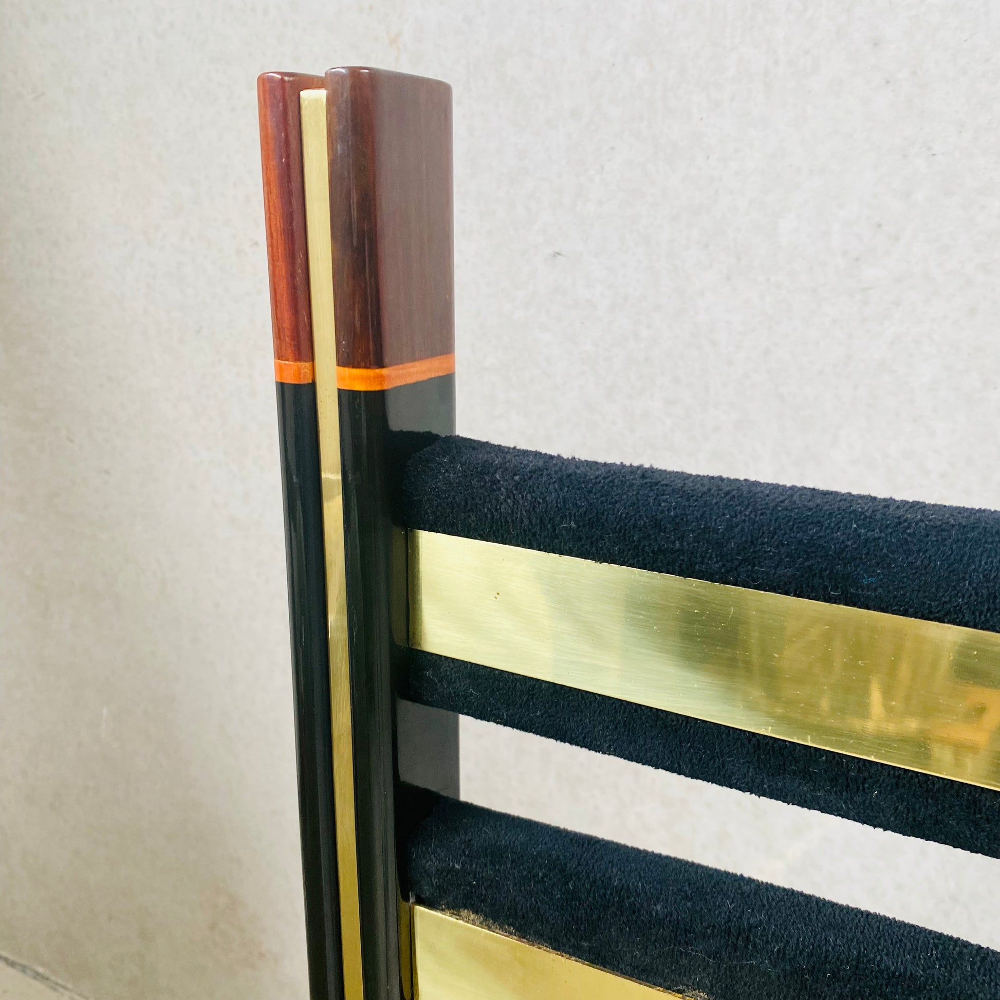 Mid-Century Brass and Italian Walnut Dining Chairs by Paolo Barracchia for Roman Deco, Italy 1978