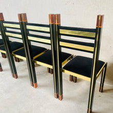 Load image into Gallery viewer, Mid-Century Brass and Italian Walnut Dining Chairs by Paolo Barracchia for Roman Deco, Italy 1978
