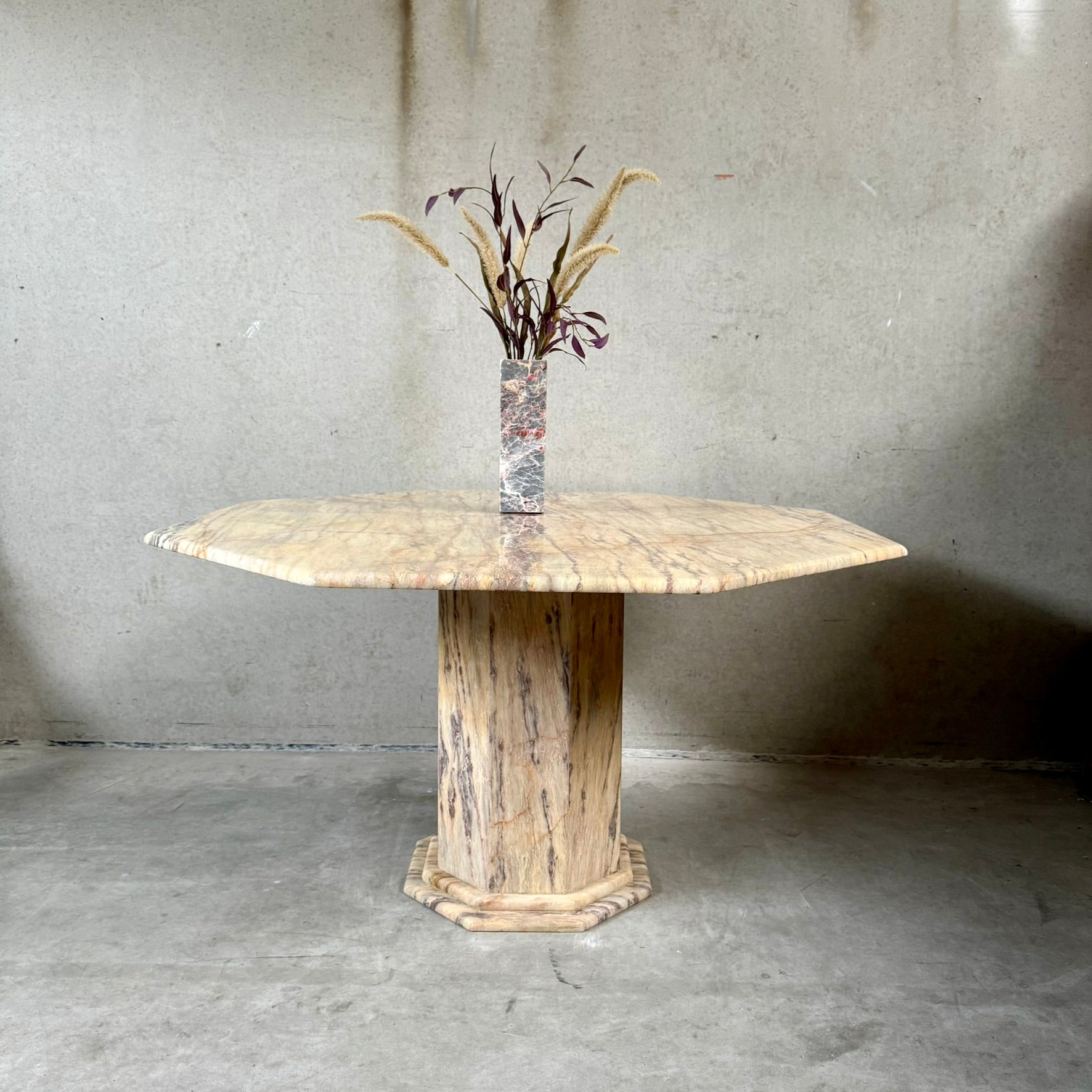 Mid-Century Octagonal Marble Dining Table Italy 1980