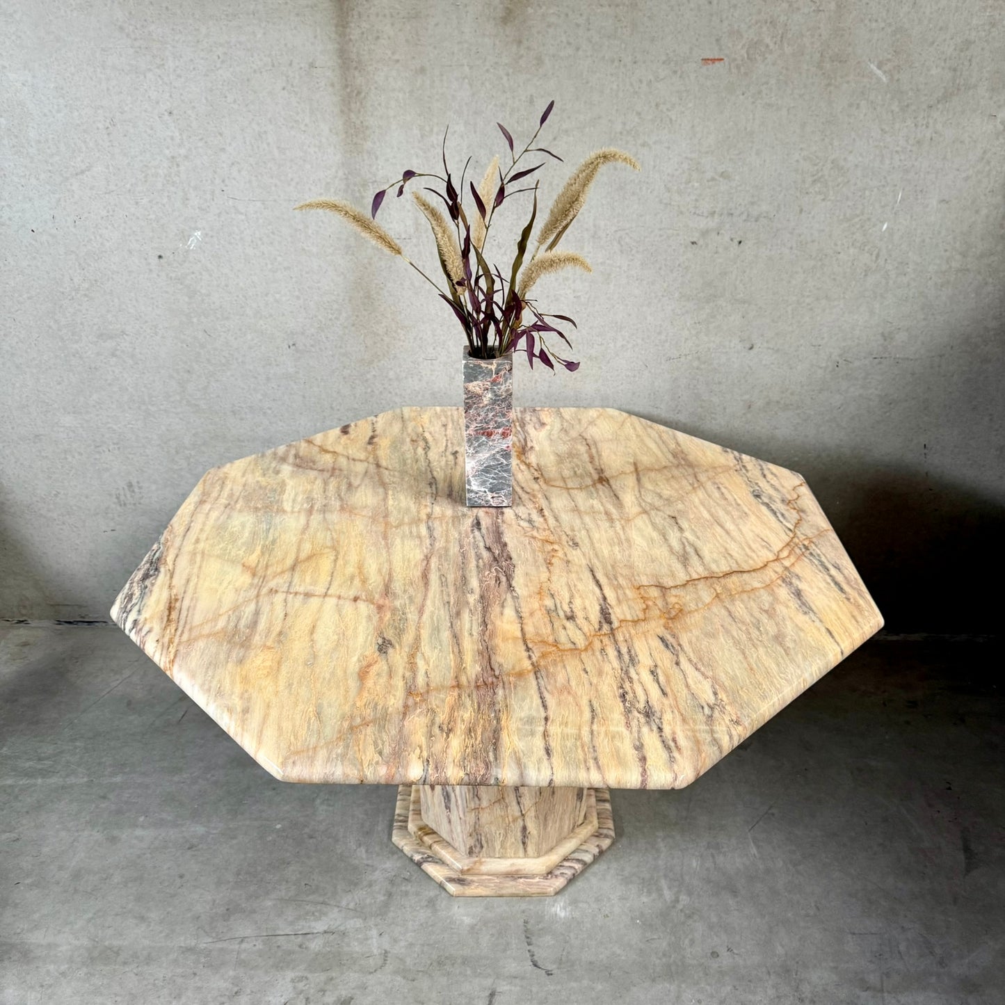 Mid-Century Octagonal Marble Dining Table Italy 1980