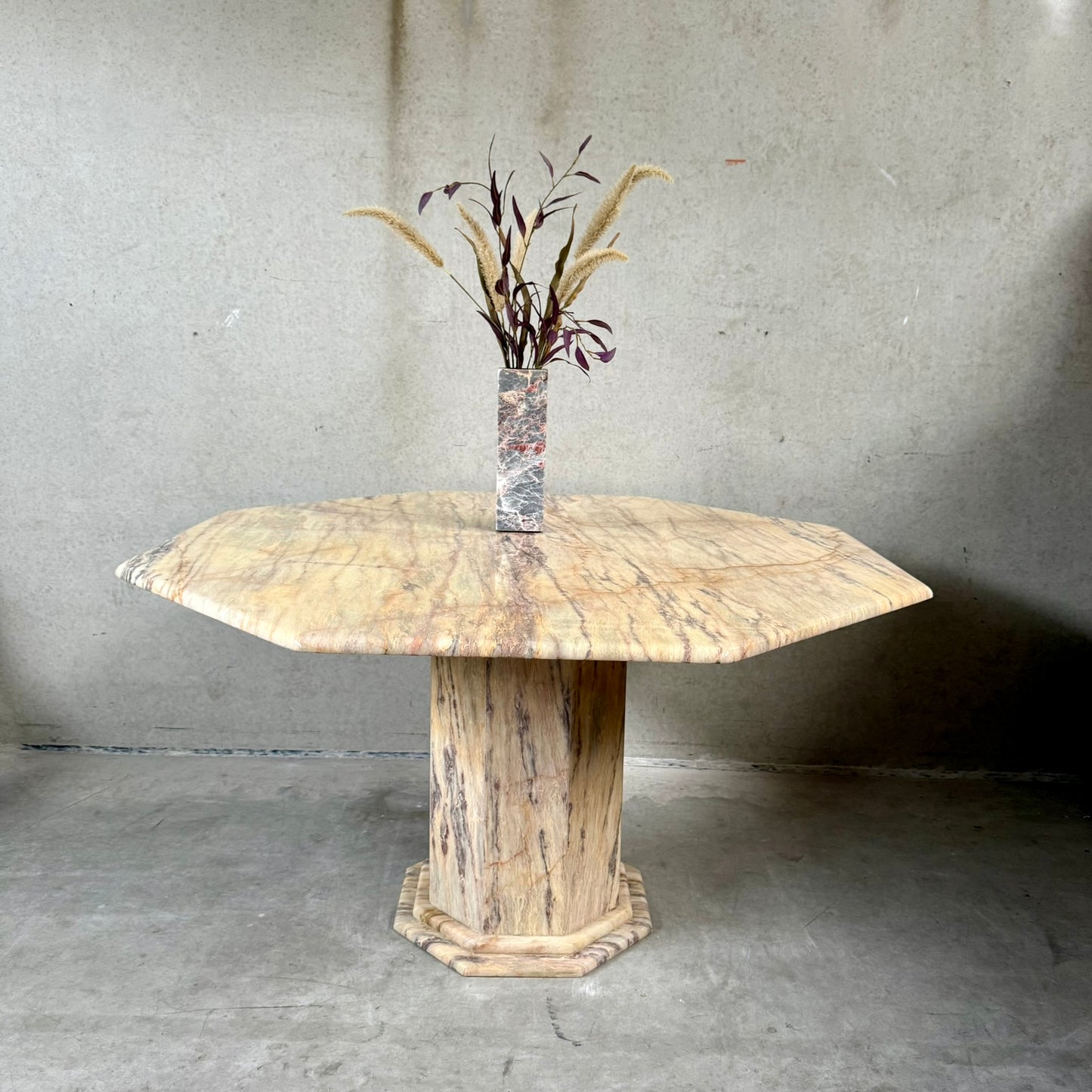 Mid-Century Octagonal Marble Dining Table Italy 1980