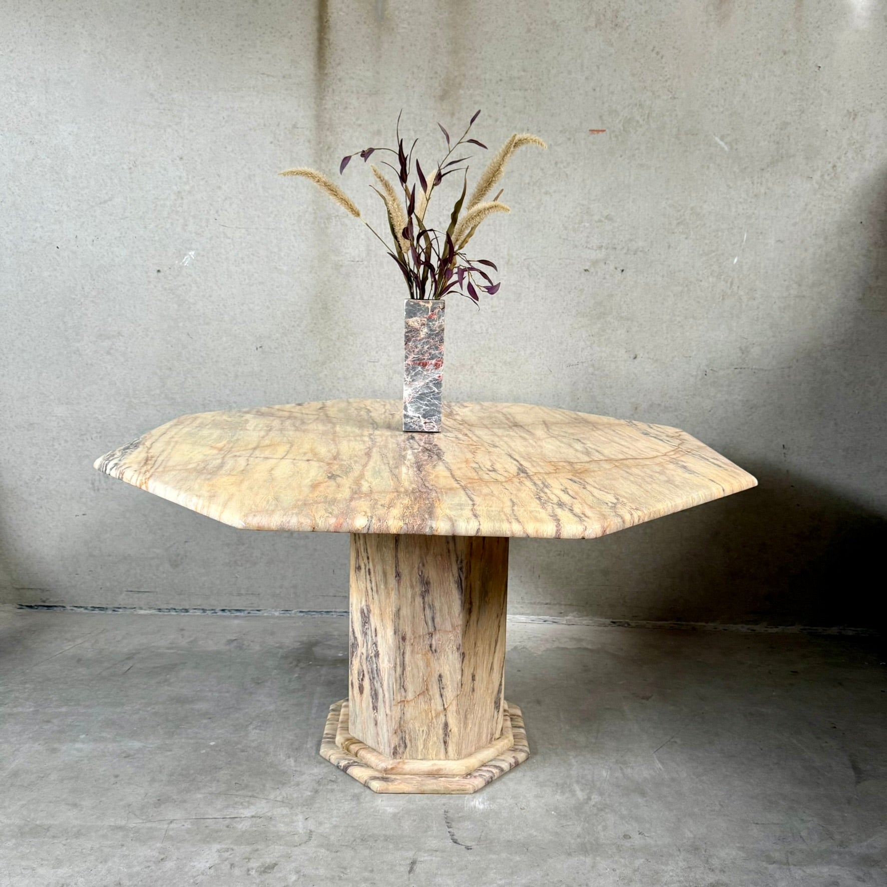 Mid-Century Octagonal Marble Dining Table Italy 1980