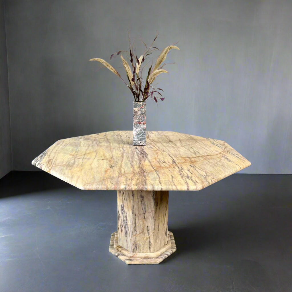 Mid-Century Octagonal Marble Dining Table Italy 1980