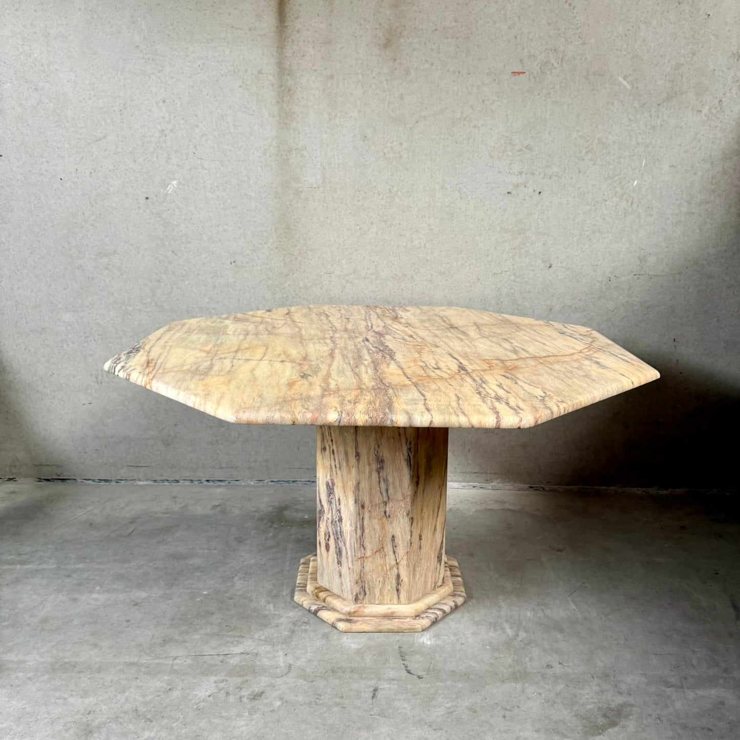 Mid-Century Octagonal Marble Dining Table Italy 1980
