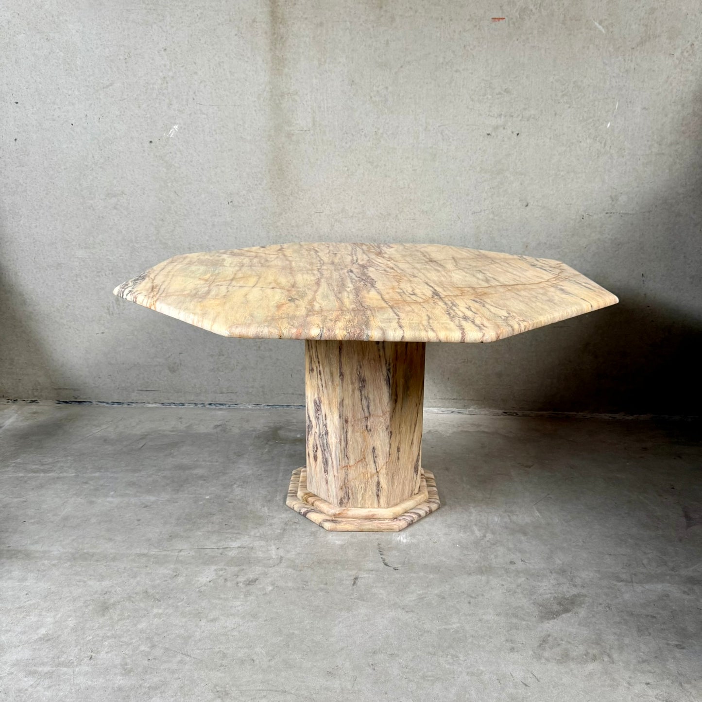 Mid-Century Octagonal Marble Dining Table Italy 1980