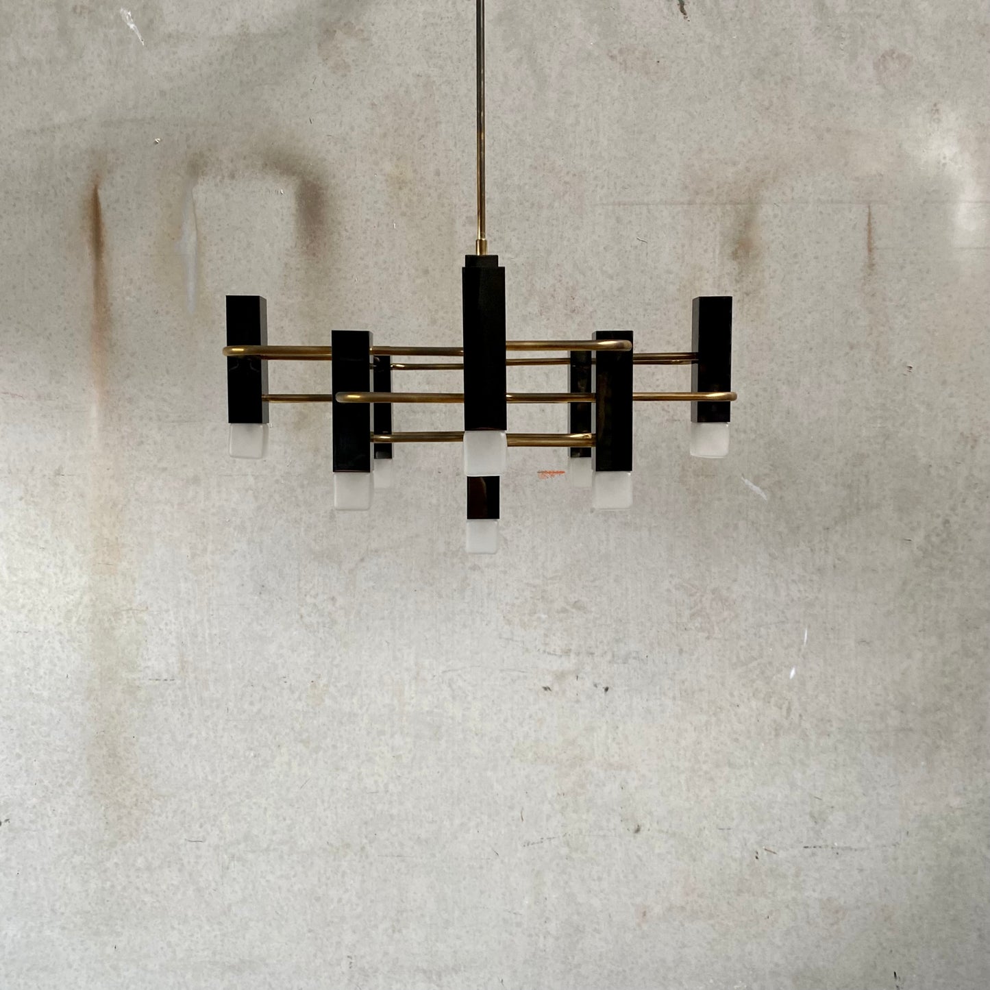 Kronleuchter aus Messing im Mid-Century-Modern-Stil von Gaetano Sciolari für Sa Boulanger, 1970