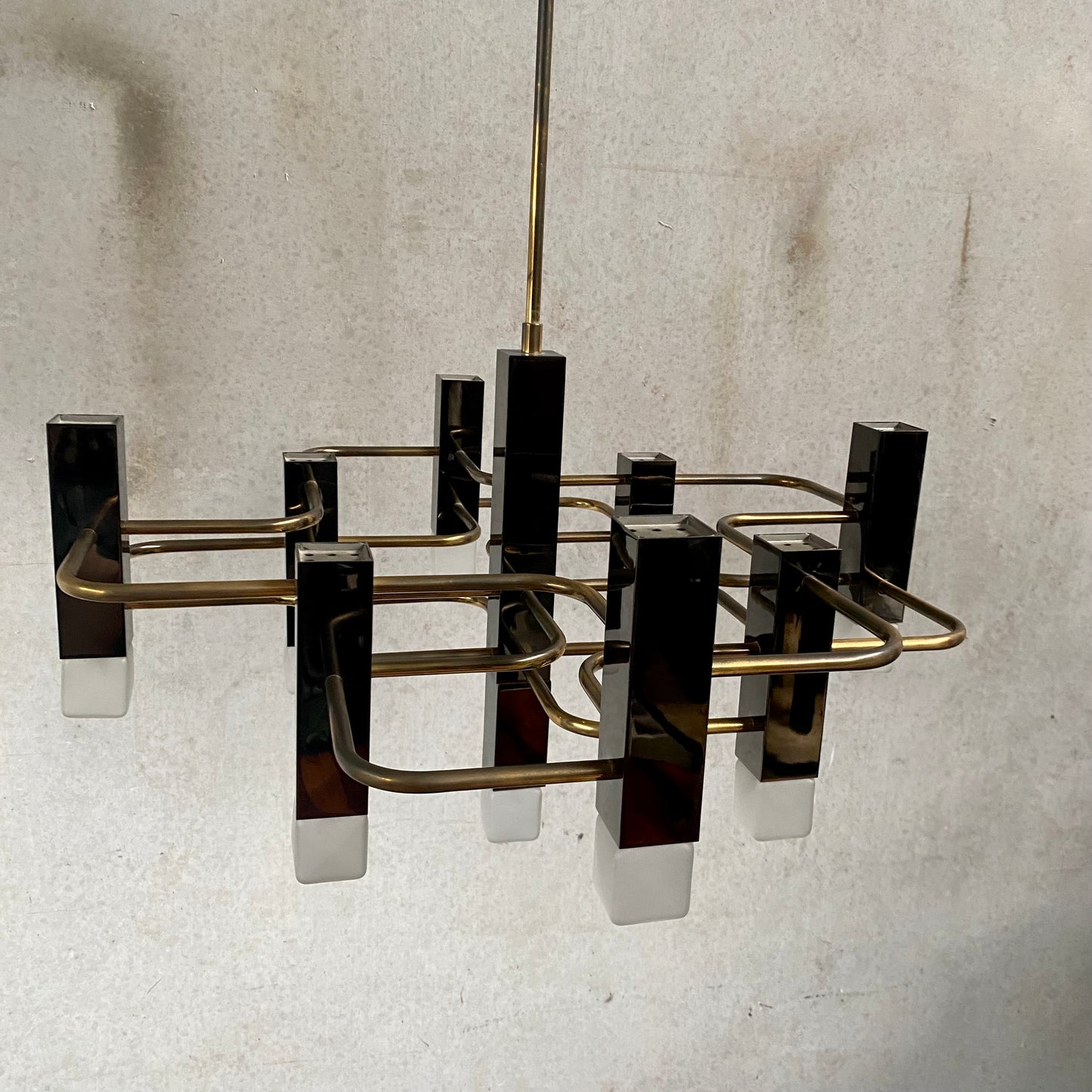 Kronleuchter aus Messing im Mid-Century-Modern-Stil von Gaetano Sciolari für Sa Boulanger, 1970